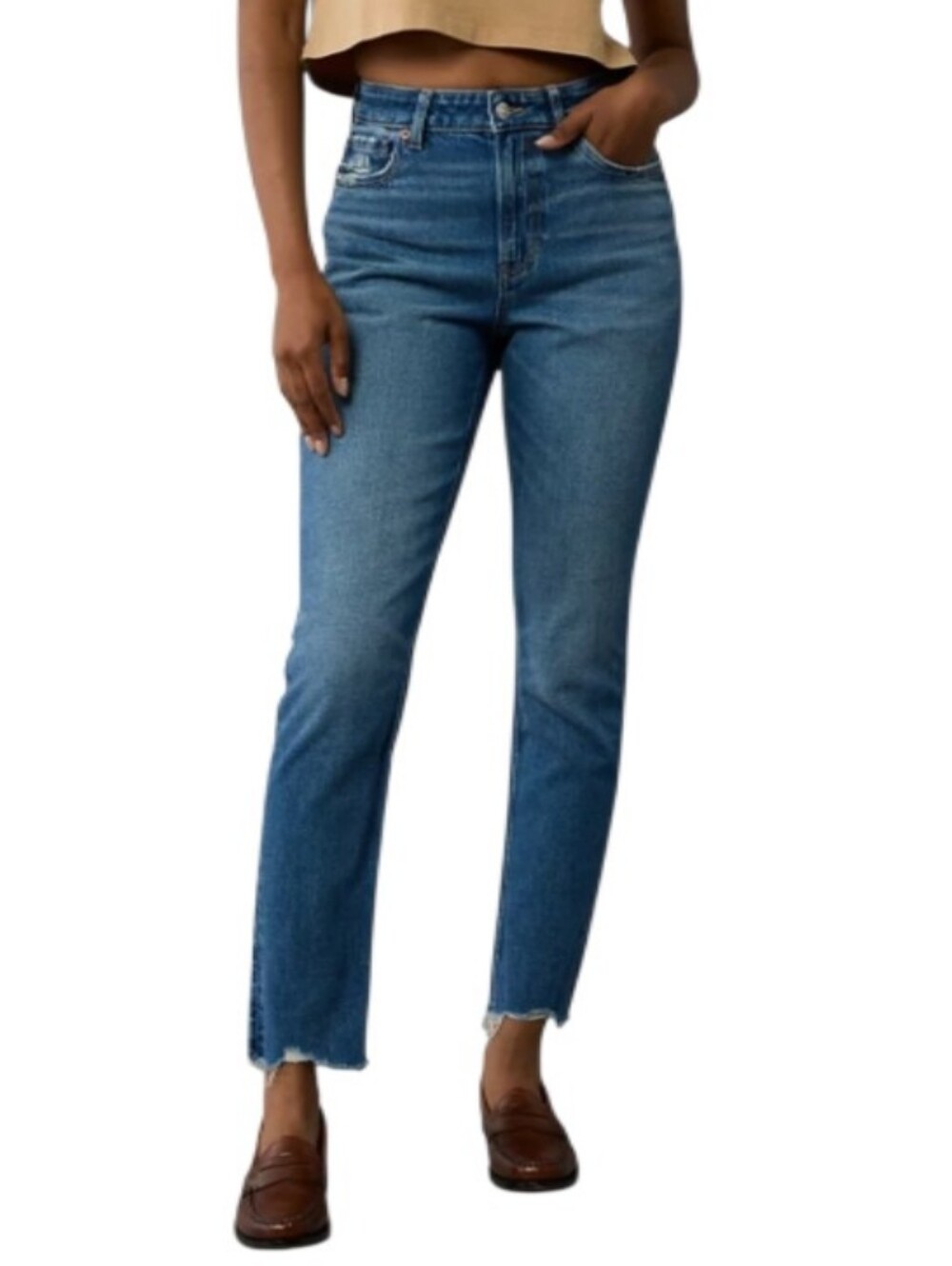American Eagle Strigid Mom Super High-Rise Distressed Jeans-NWT